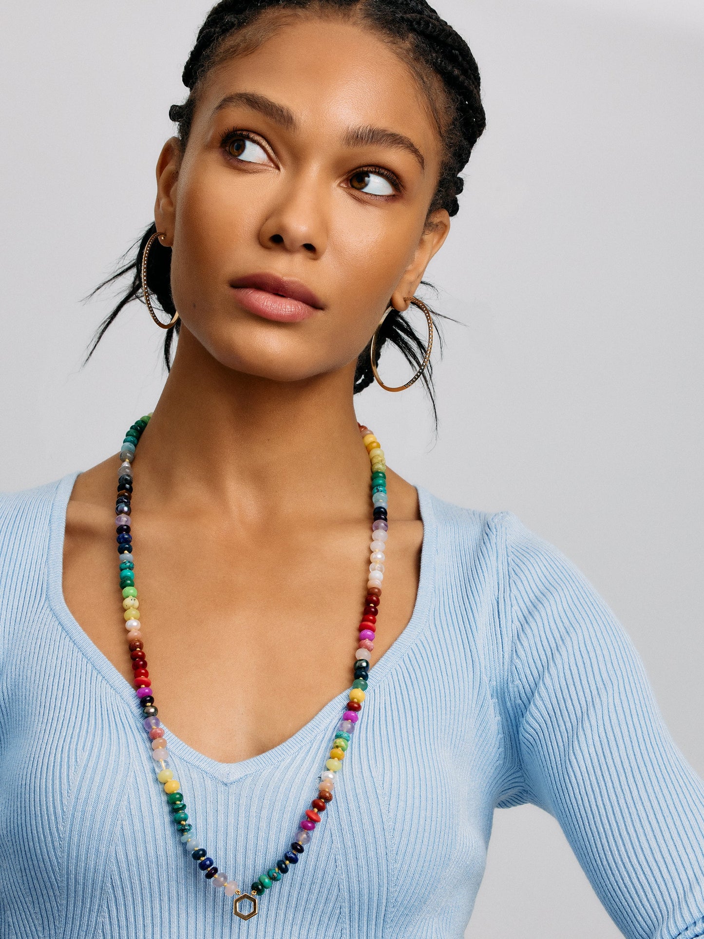 32" Rainbow Bead Foundation Halskette RTS