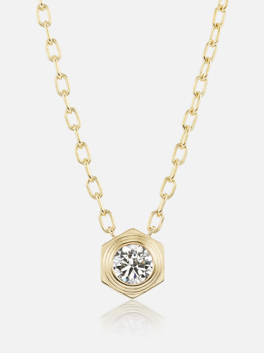 16" Hexed Diamond Pendant Necklace