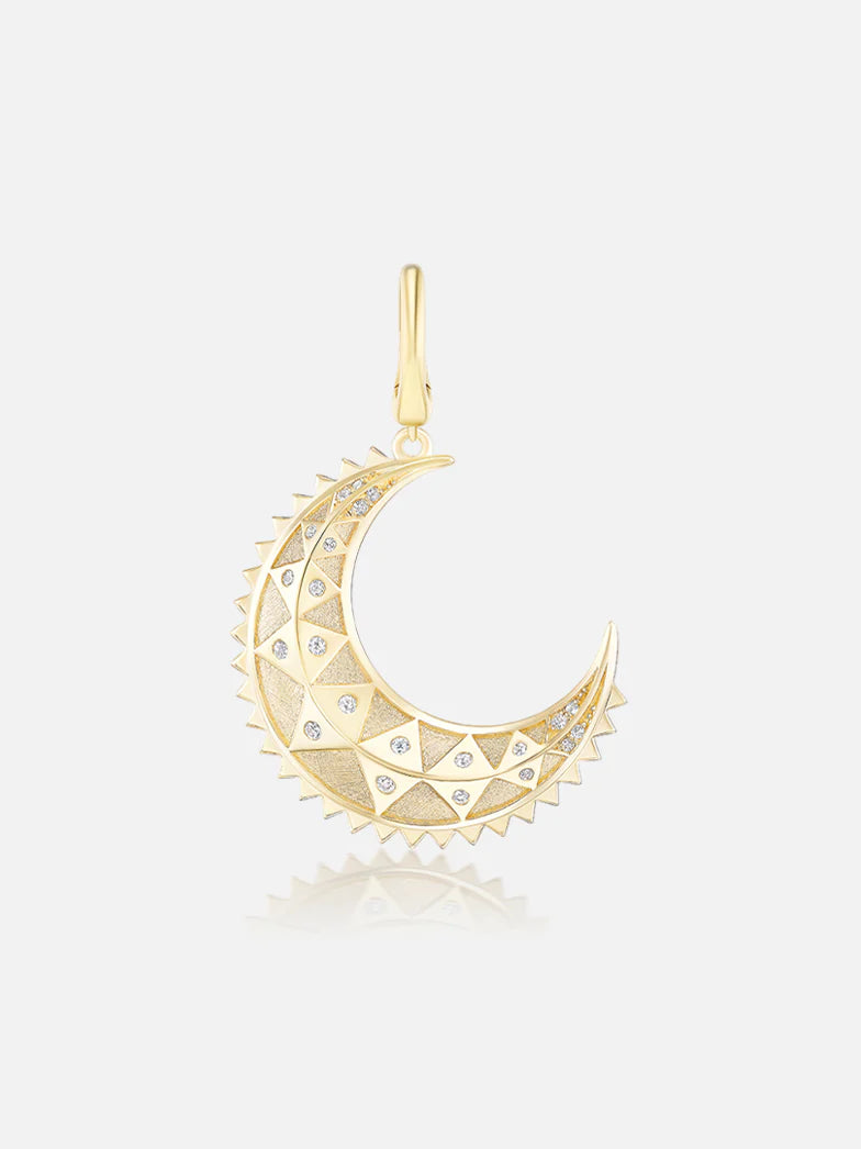 Mini Textured Gold Moon Pendant MCM