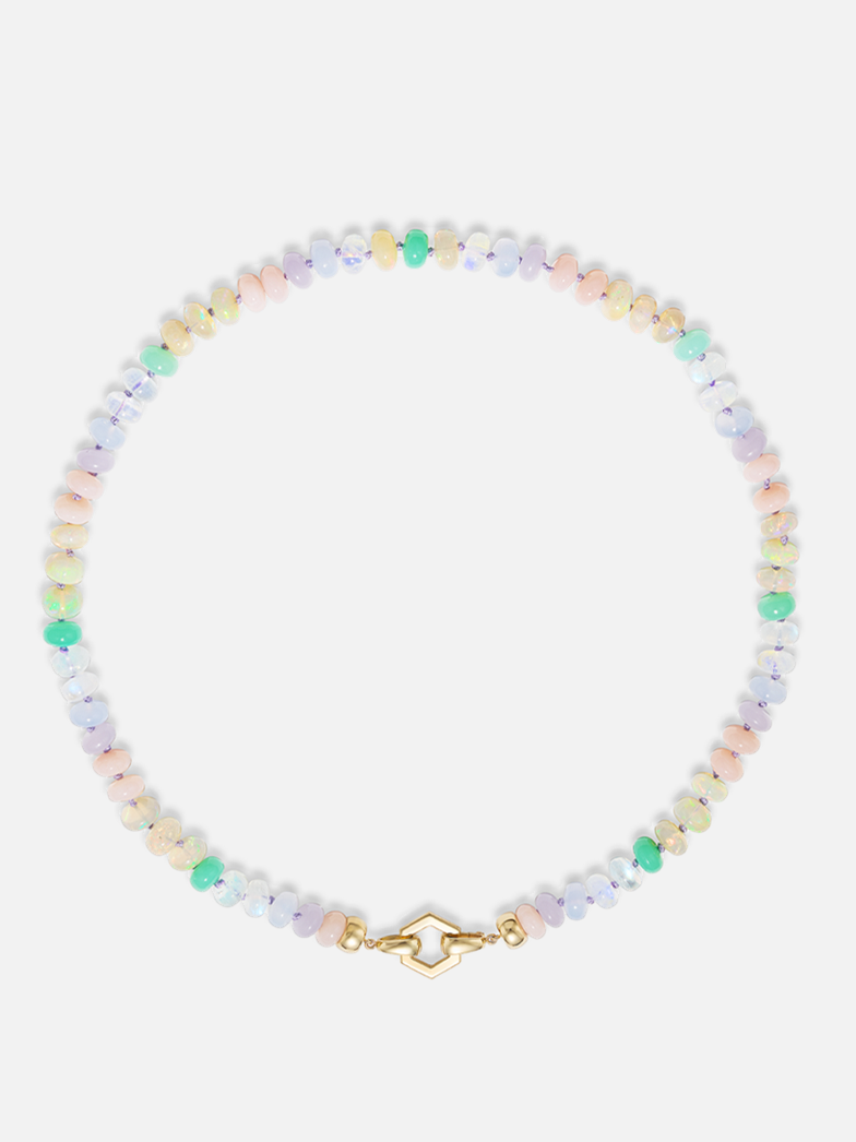 Original 18" Pastel Bead Foundation Necklace Tennis Clasp MCM