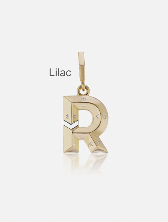 Small Knife Edge Lilac Letter R Charm MCM