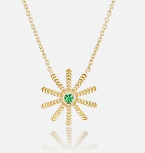 Tiny Sunflower Pendant Necklace Green MCM