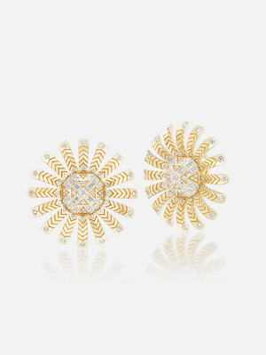 Chubby Sunflower Diamond Button Earrings