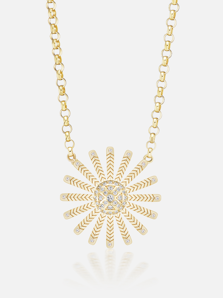 Mini Sunflower Pendant Necklace Diamond