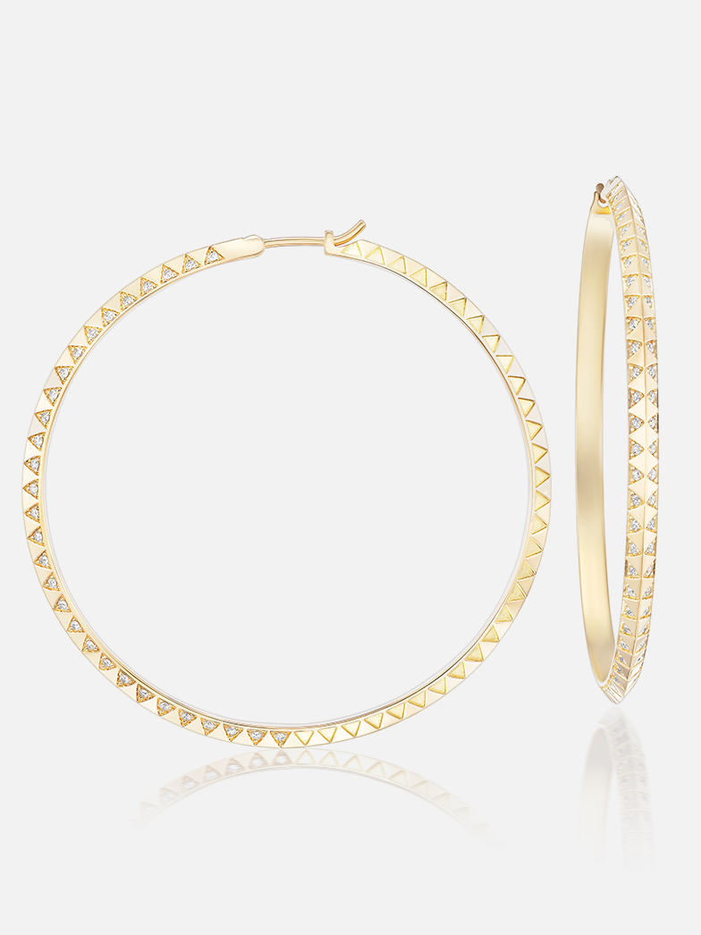 2" Skinny Talisman Diamond Hoop Earrings MCM