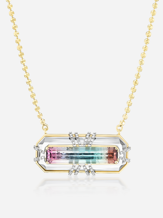 Tie Dye 6.88ct Bi-Color Tourmaline "Bianca" Necklace