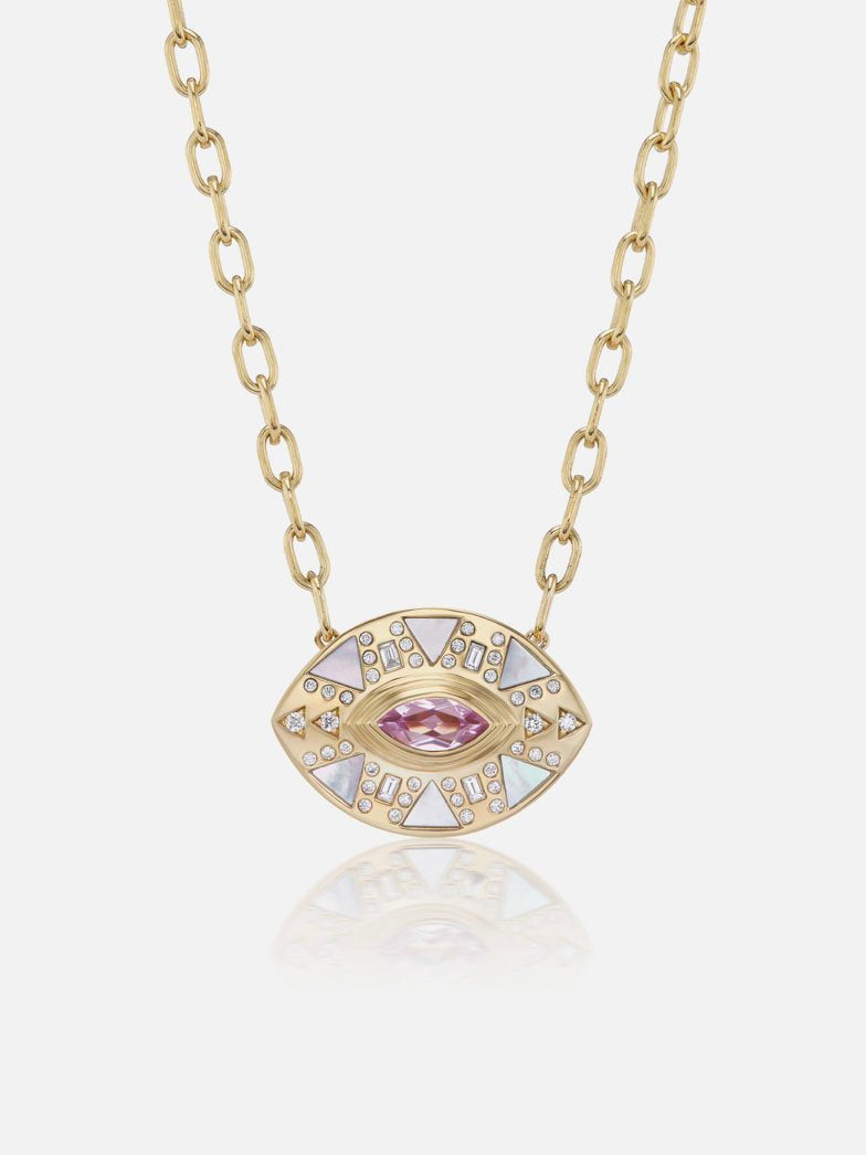 Cleopatra's Eye Pendant Necklace Amethyst MCM