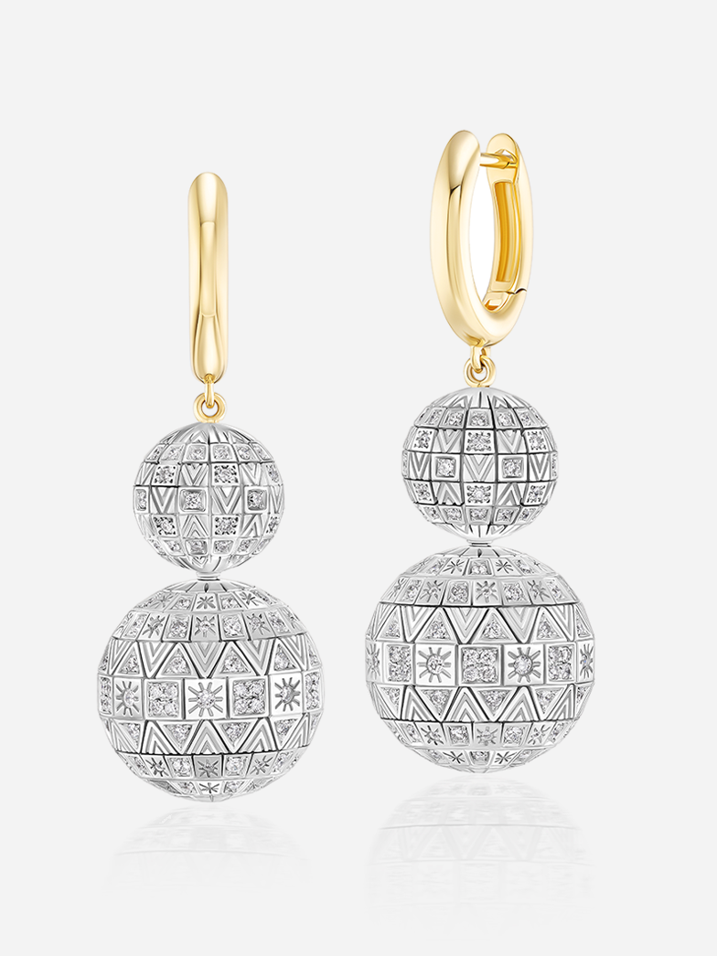 Disco Huggie Earrings 2 Tier