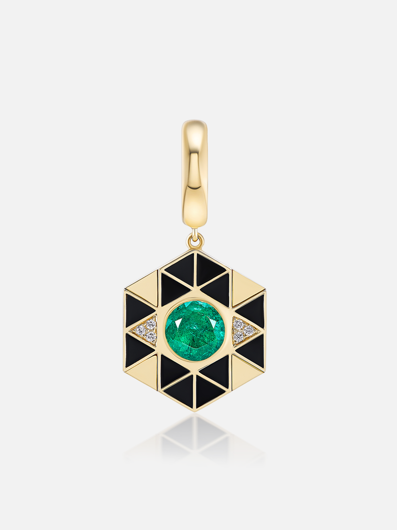 Evil Eye Charm Pendant Emerald | 18k Gold Fine Jewelry | Harwell