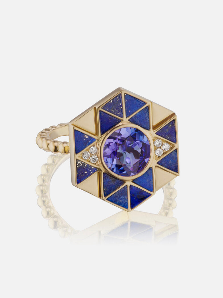 Evil Eye Ring Lapis Tansanit Größe 3,5 RTS