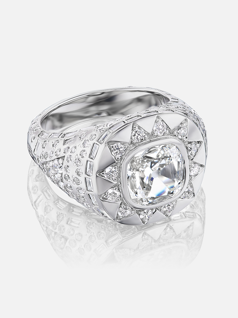 Chunky Stardust Platinum Ring Harwell Godfrey