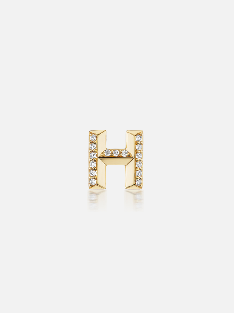 Knife Edge Initial H Stud Earring MCM