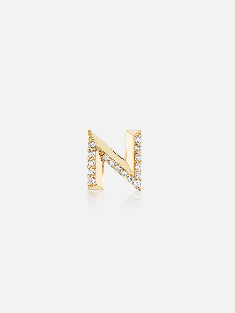 Knife Edge Initial N Stud Earring MCM