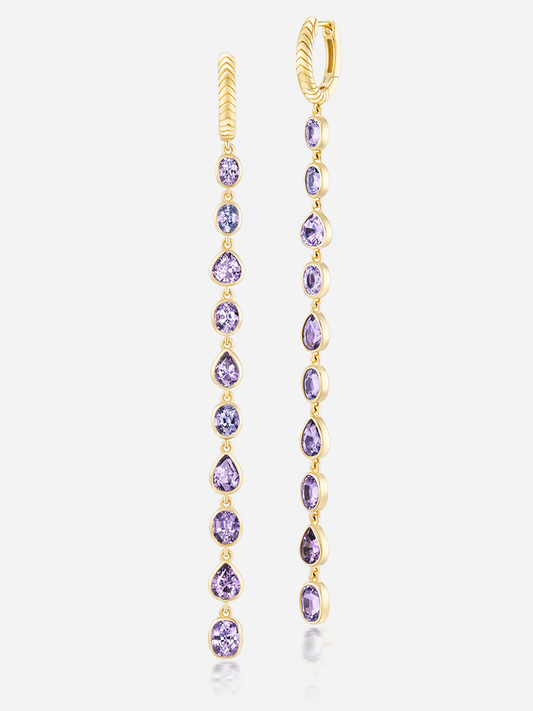 Violet Spinel Drop Huggies, 10 Stone