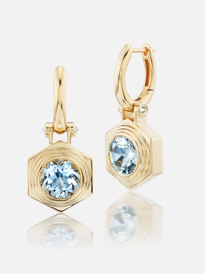 Hexed Aquamarine Drop Huggies MCM