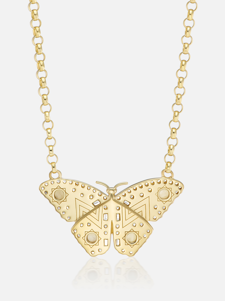 Butterfly Pendant Necklace Pearl