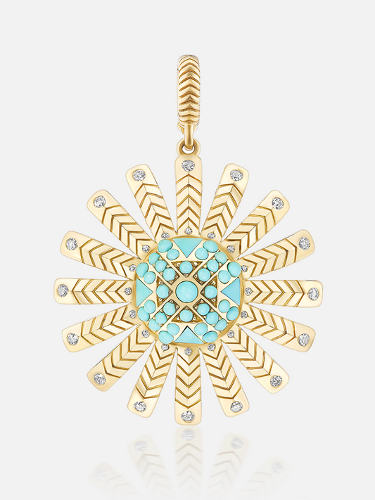 Chubby Sunflower Turquoise Pendant