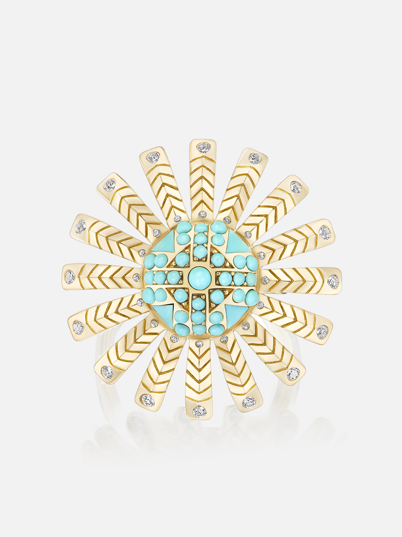 Chubby Sunflower Turquoise Ring