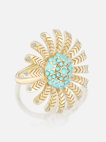 Chubby Sunflower Turquoise Ring