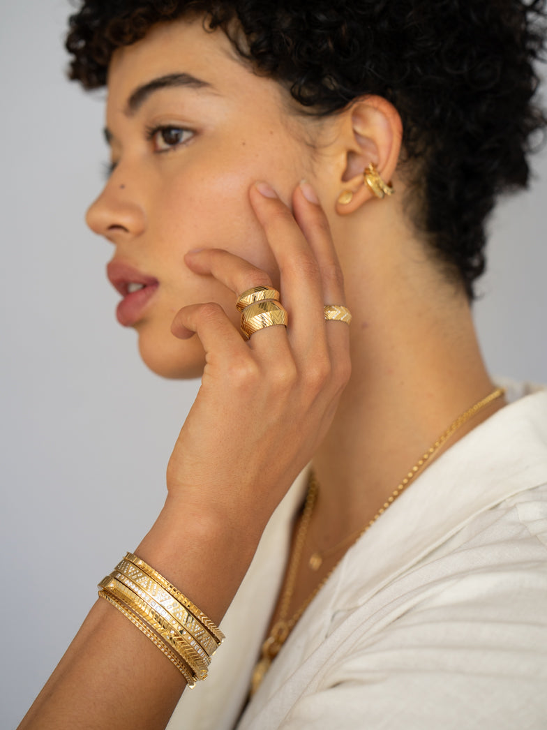 Skinny Luxor Bangle | 18k Gold Fine Jewelry | Harwell Godfrey