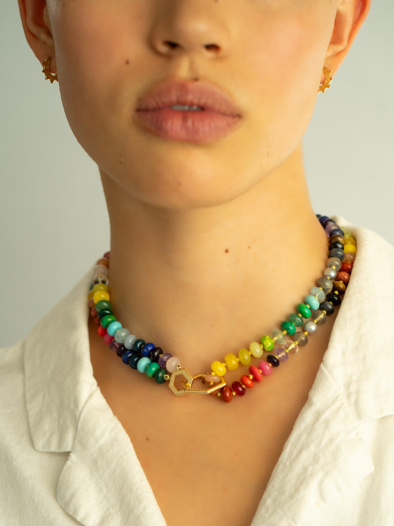 32" Rainbow Bead Foundation Halskette