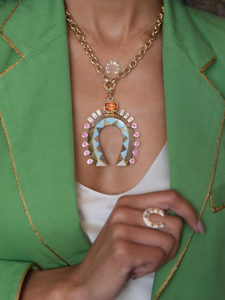 Mini Diamond Horseshoe Pendant Necklace