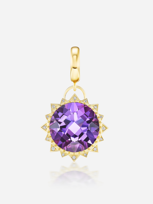 Amethyst Sun Charm Pendant
