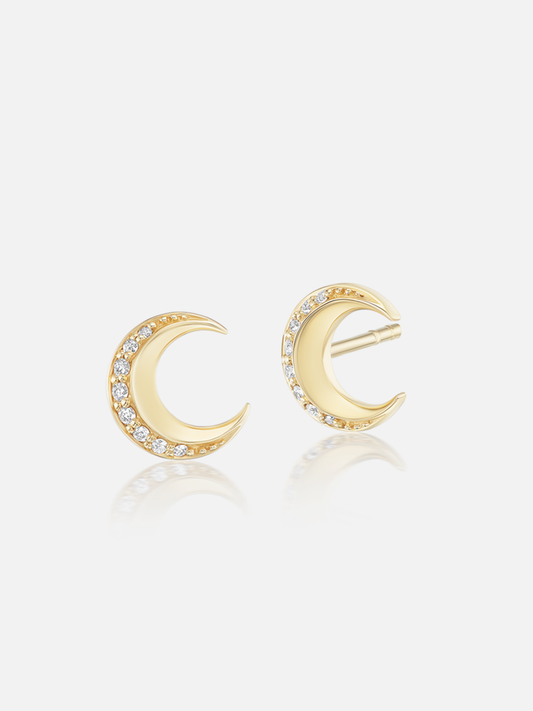 Tiny Moon Stud Earrings