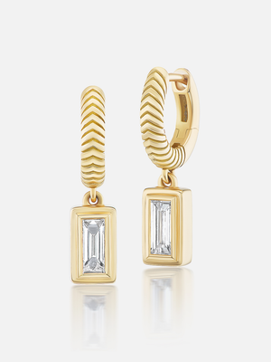 Diamond Baguette Drop Huggies RTS
