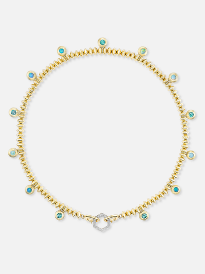 16" Knife Edge Bead Paraiba Opal Necklace