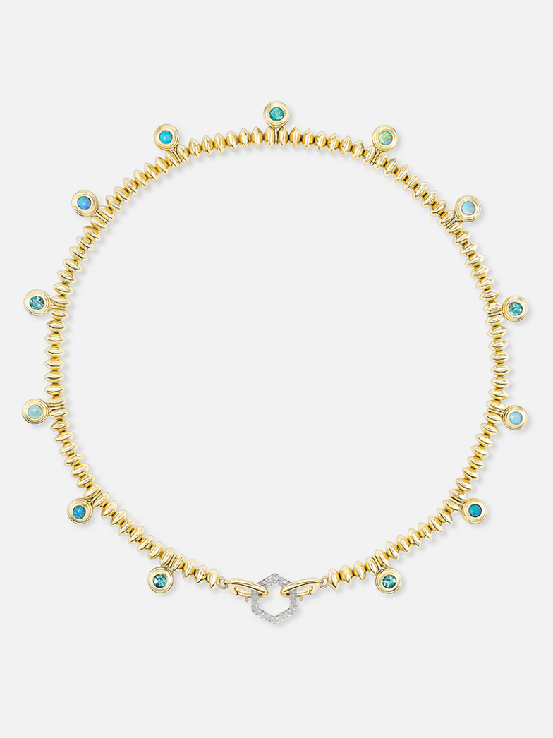 16" Knife Edge Bead Paraiba Opal Necklace