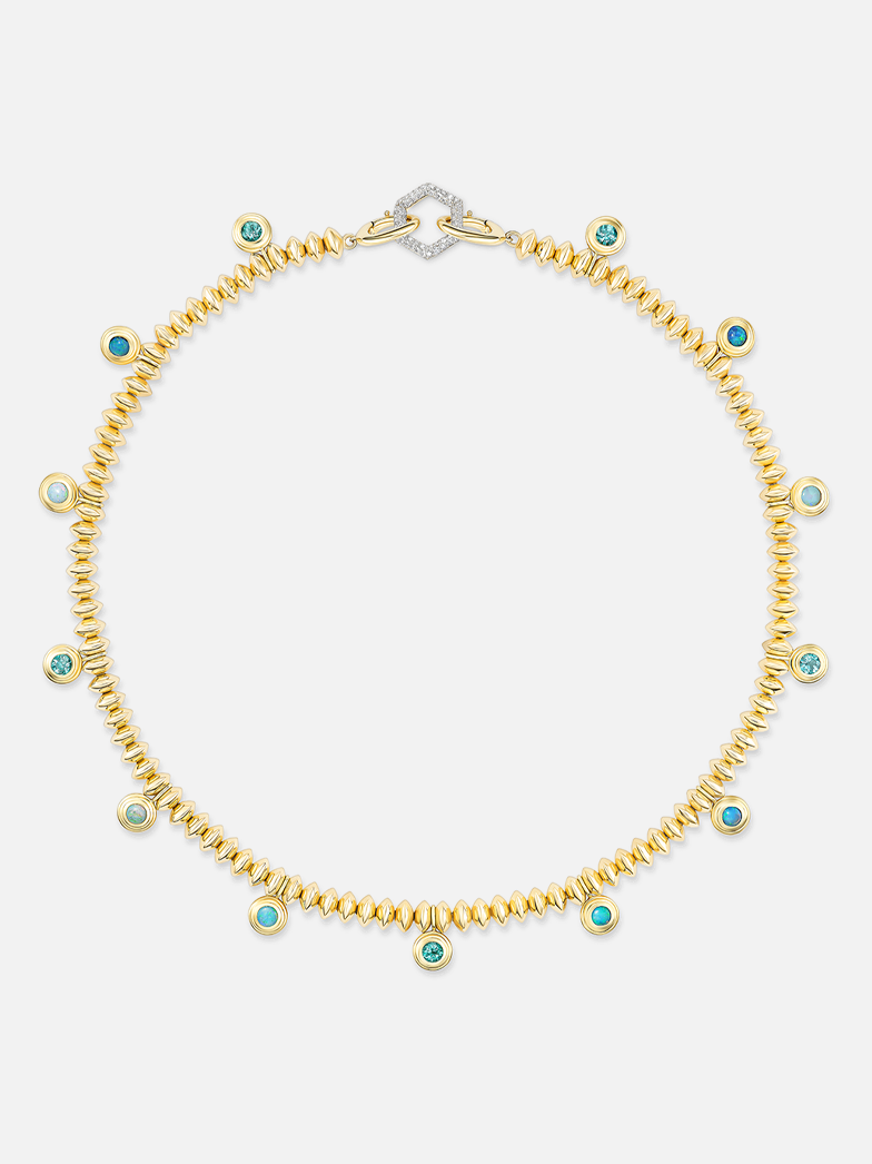 16" Knife Edge Bead Paraiba Opal Necklace