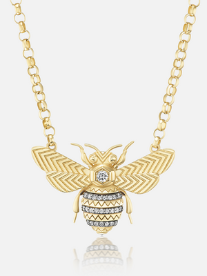 Mini Bee Pendant Necklace Diamond