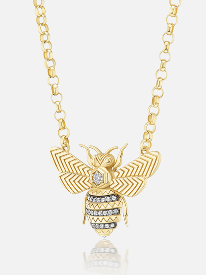 16-18" Mini Bee Pendant Necklace Diamond