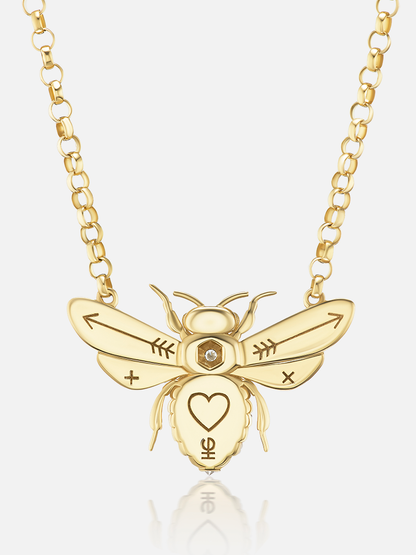 16-18" Mini Bee Pendant Necklace Diamond