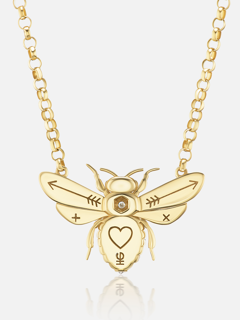 Mini Bee Pendant Necklace Diamond