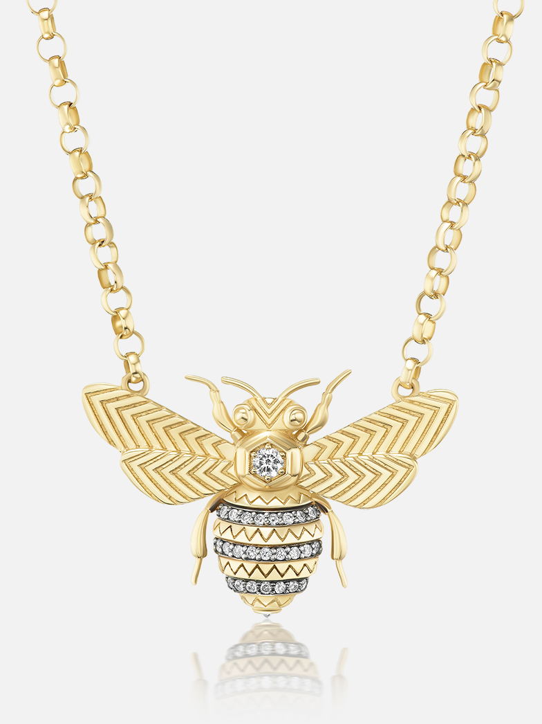 Mini Bee Pendant Necklace Diamond RTS