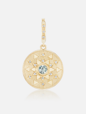 Mini Sun Sign Medallion Pendant Aquamarine MCM