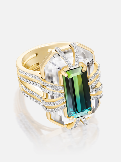 Tie Dye 6.15ct Bi-Color Tourmaline "Bianca" Ring
