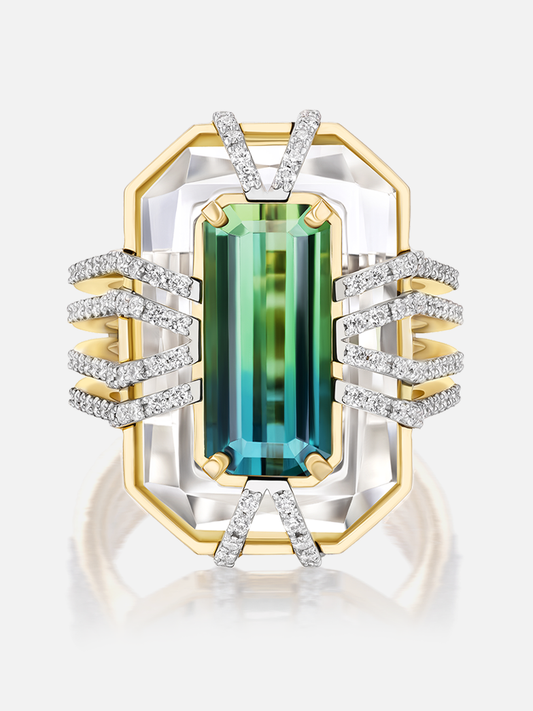 Tie Dye 6.15ct Bi-Color Tourmaline "Bianca" Ring