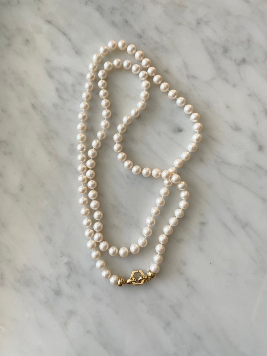 32" Freshwater Pearl Foundation Tennis Clasp Necklace