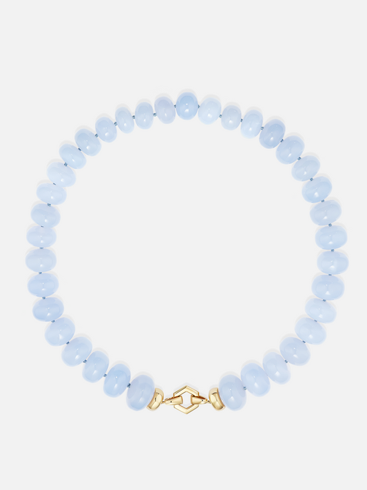 18" XL Chalcedony Stone Bead Foundation Necklace