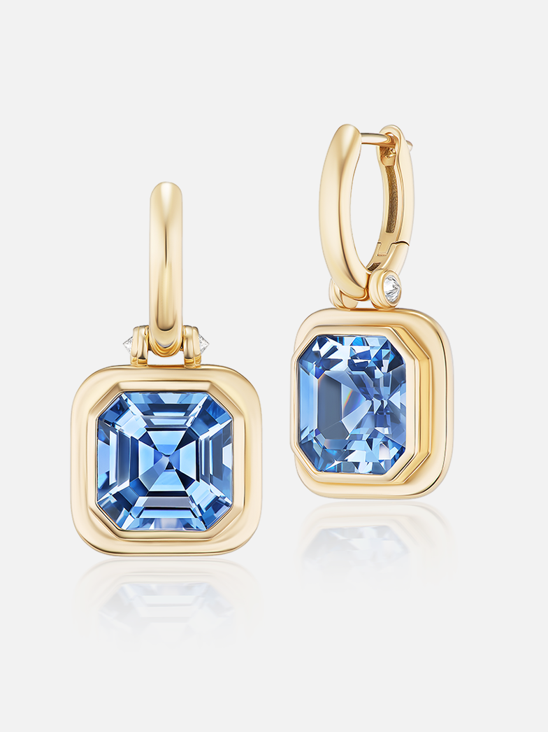 Sapphire Drop Huggies Earrings