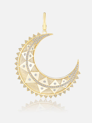 Major Textured Gold Moon Pendant MCM