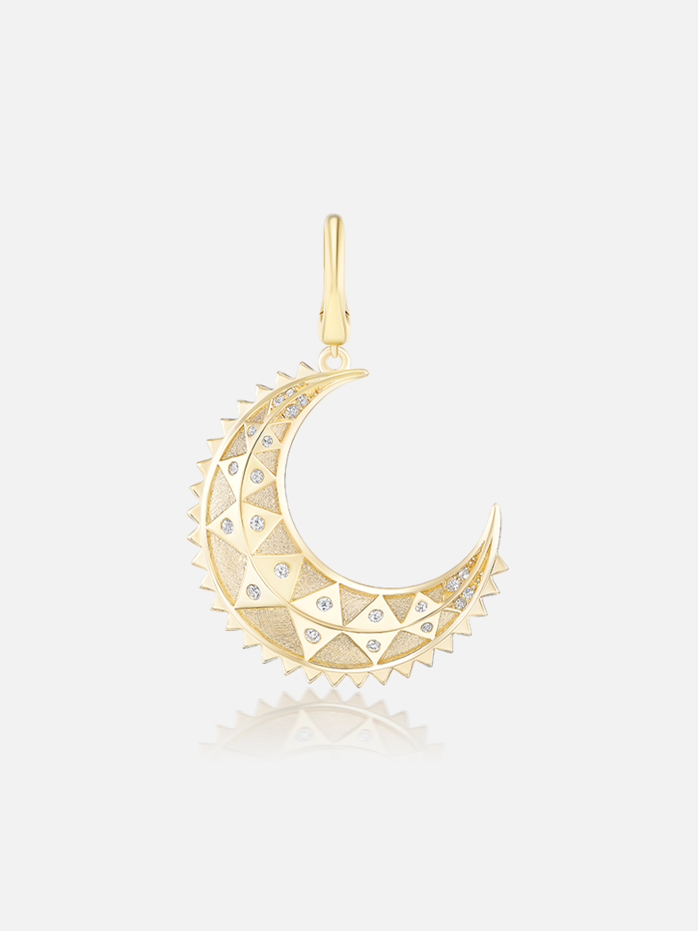 Mini Textured Gold Moon Pendant