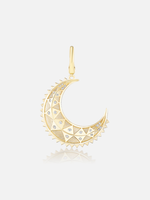 Mini Textured Gold Moon Pendant