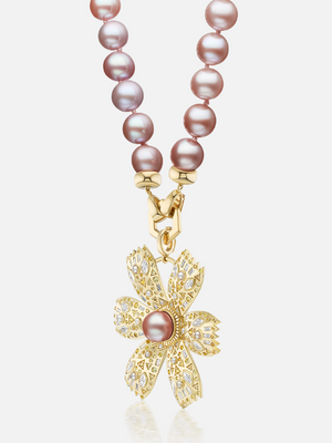 Perlen-Mohnblumen-Anhänger-Halsketten-Set