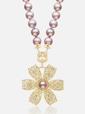 Pearl Poppy Pendant Necklace Set