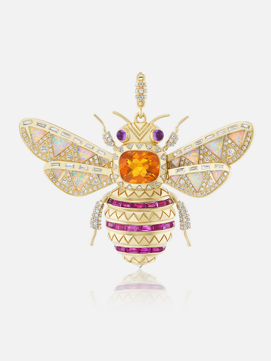 Queen Bee Pendant, Fire Opal
