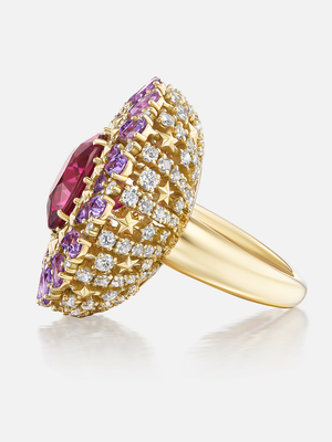 Supernova Rubellite Cocktail Ring